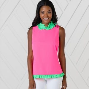 NWT Sail to Sable Hibiscus Double Ruffle Top sz M